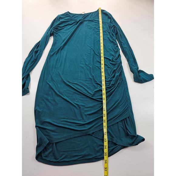 Pink blush size small teal maternity ruched side stretch long sleeve midi LOOK # - Picture 7 of 8